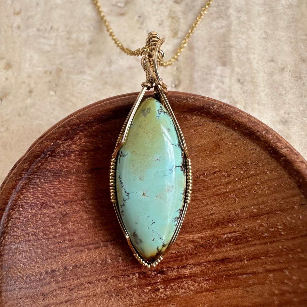 14k Gold Filled Genuine Turquoise and 18 inch gold filled chain